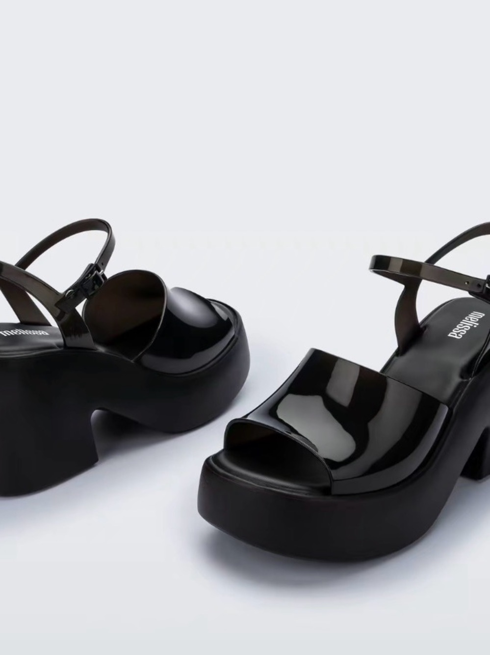 Melissa Black Gloss Platform Slingback Sandals New in Box Size 7 - Picture 2 of 6